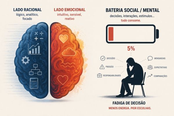 ilustração de fadiga de decisão e neurociência aplicada as finanças