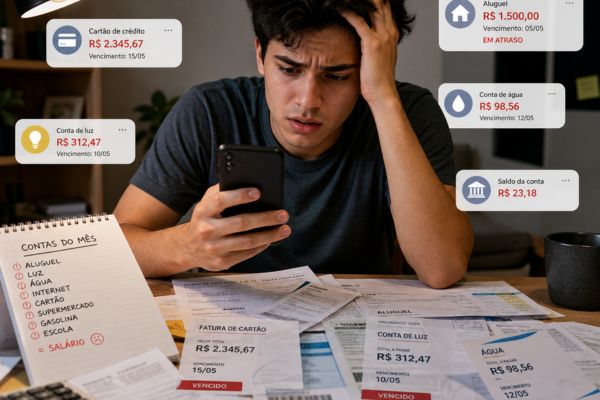 jovem preocupado com as finanças